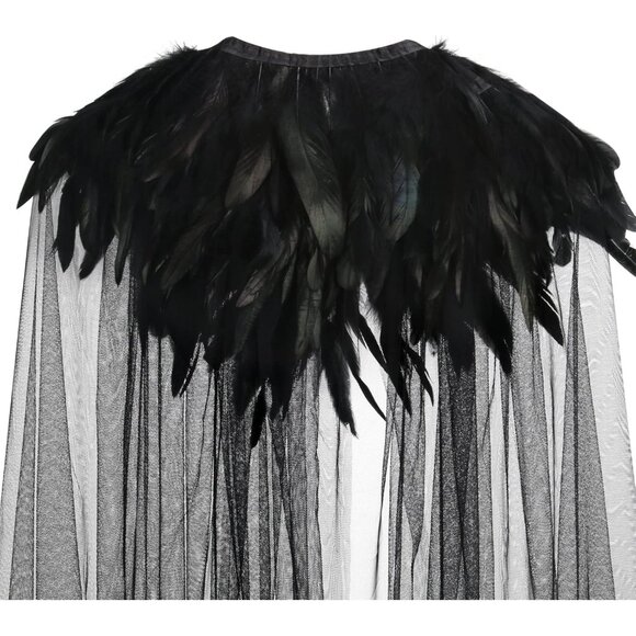 Womens Halloween Evil Queen Witch Cosplay Cloak Steampunk Black Carnival Costume - Picture 6 of 7